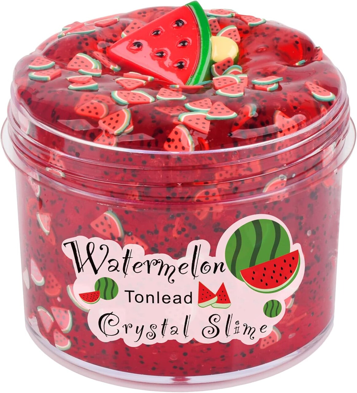 Watermelon Crystal Clear Slime with Glitters Premade(Red)